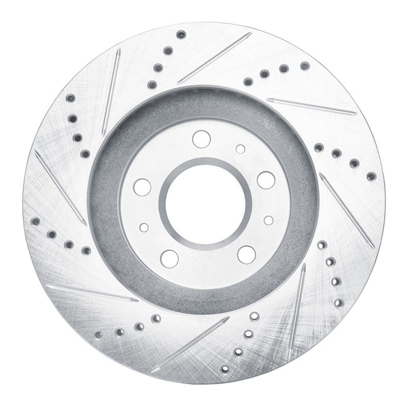 Cadillac CTS Brake Rotor (1) - Front Right - R1 Concepts - Drilled & Slotted - Silver - `03-`07
